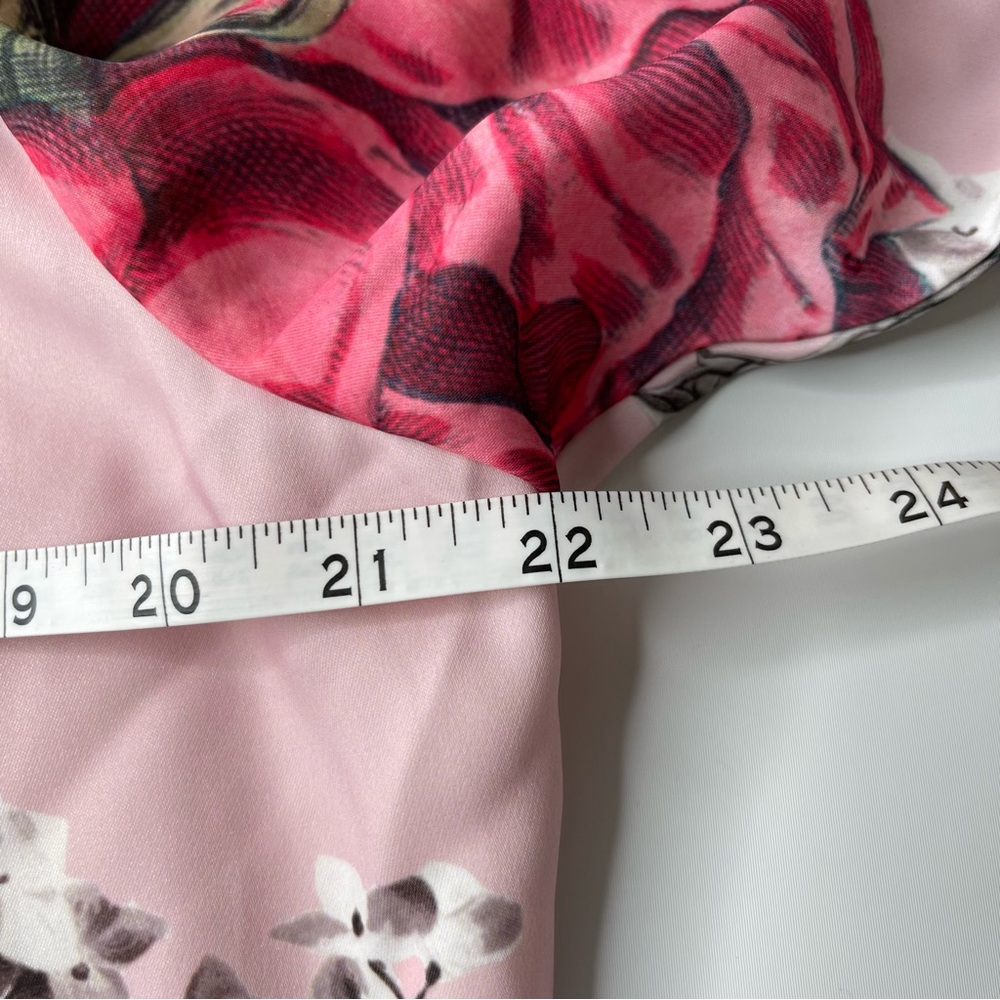 Ted Baker Bomber Jacket Pink Gray Mixed Floral Print Knit Back, Size 5 (US 12) - Picture 11 of 15